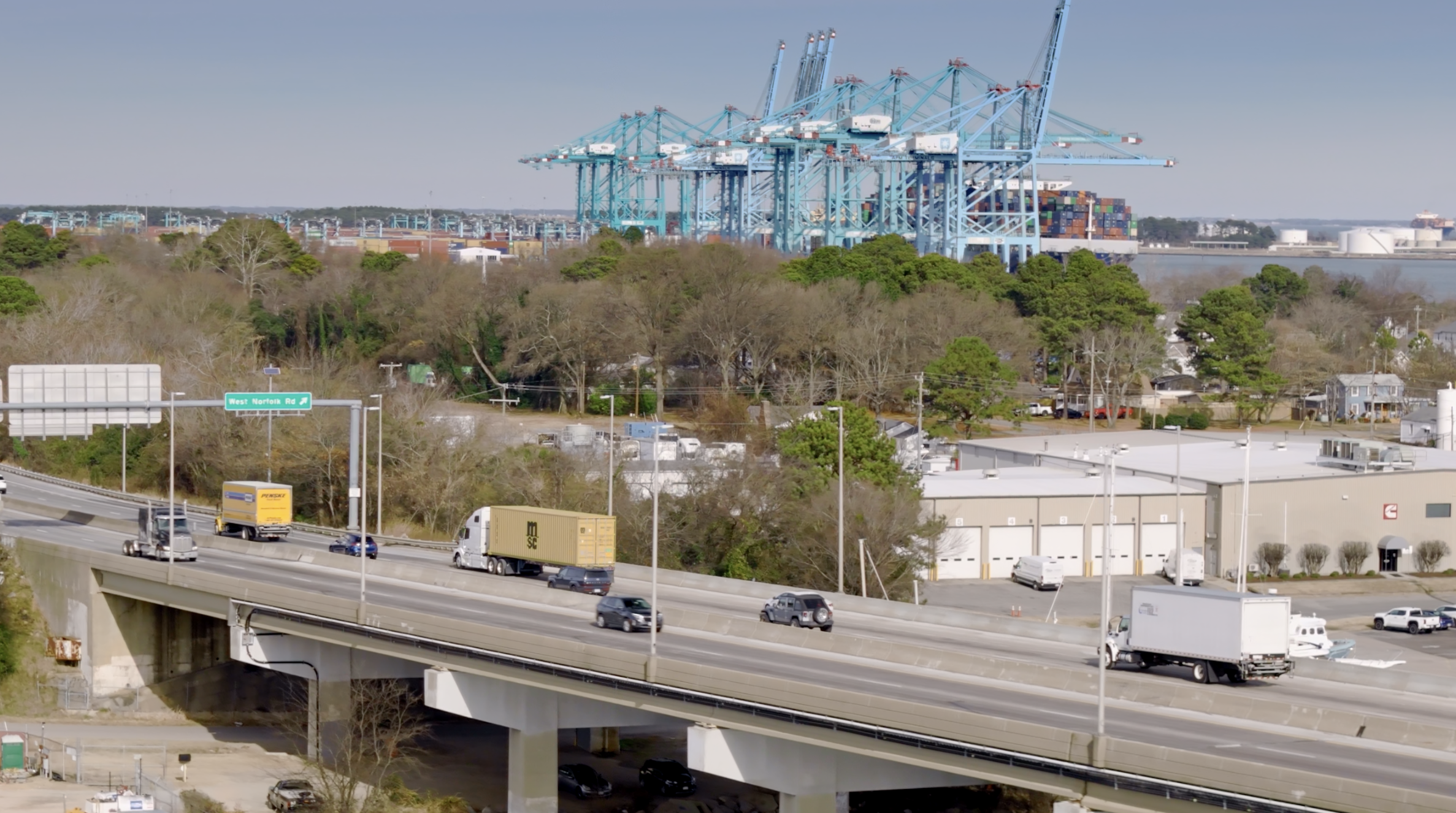 Truck Driving on Highway by Port of Virginia